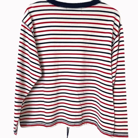 Vintage 90s Emerald Isle Striped Terry Cloth Pullover Sz L - Picture 2 of 5